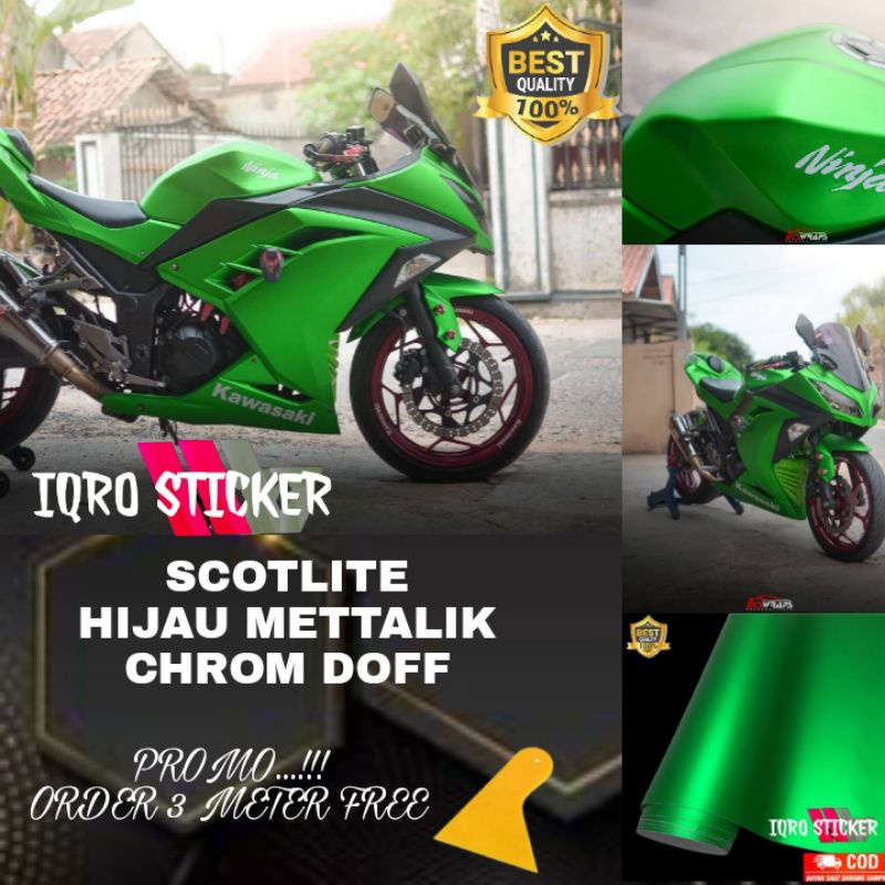 Stiker skotlet metalik krom hijau doff stiker scotlite motor mett krom doff hijau sekotlet motor