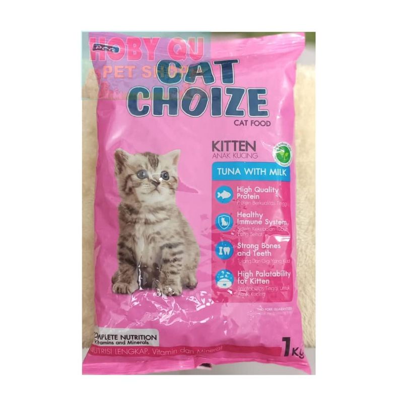 cat choize kitten tuna with milk  salmon with milk 1kg dry food makanan kering anak kucing