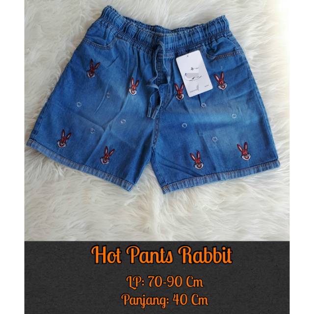 HOT PANTS RABBIT . CELANA PENDEK WANITA BORDIR KELINCI