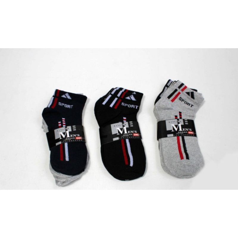 Kaos Kaki Sport Isi 3 Pasang / Kaos Kaki Olahraga / Kaos Kaki Hitam / Kaos Kaki Abu / Kaos Kaki Pendek Mata Kaki [ Isi 3 ]