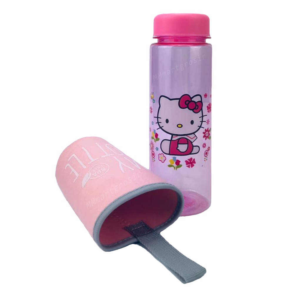 My Bottle/My Bottle Sarung Busa/botol minum/karakter gambar Hello Kitty/Pink Muda / 500ml