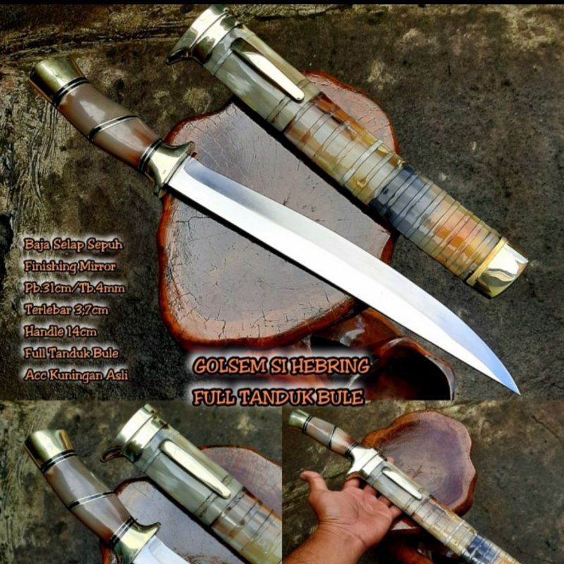 pisau sembelih super tajam ful tanduk bule premium