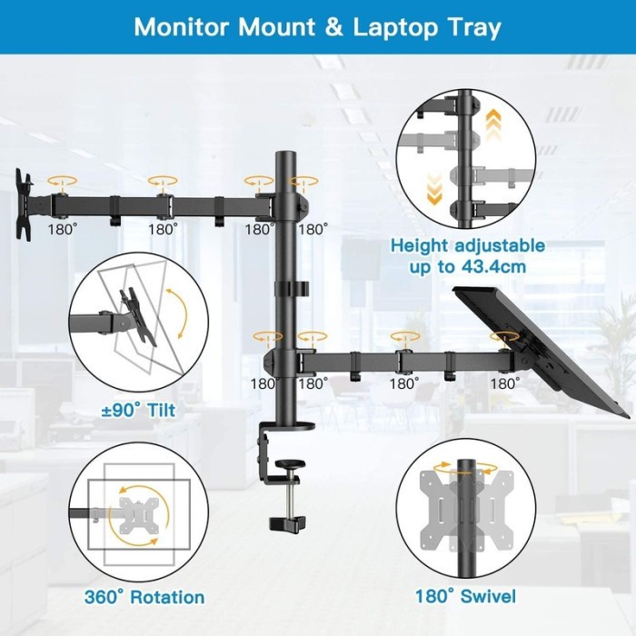 Stand Bracket Breket Berdiri Monitor LED Laptop Holder Jepit Meja Desk