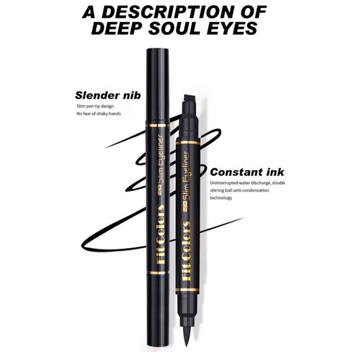 FIT COLORS Original 2 In 1 Eyeliner Eyewing Stamp Double Headed Liquid Waterproof Stamp