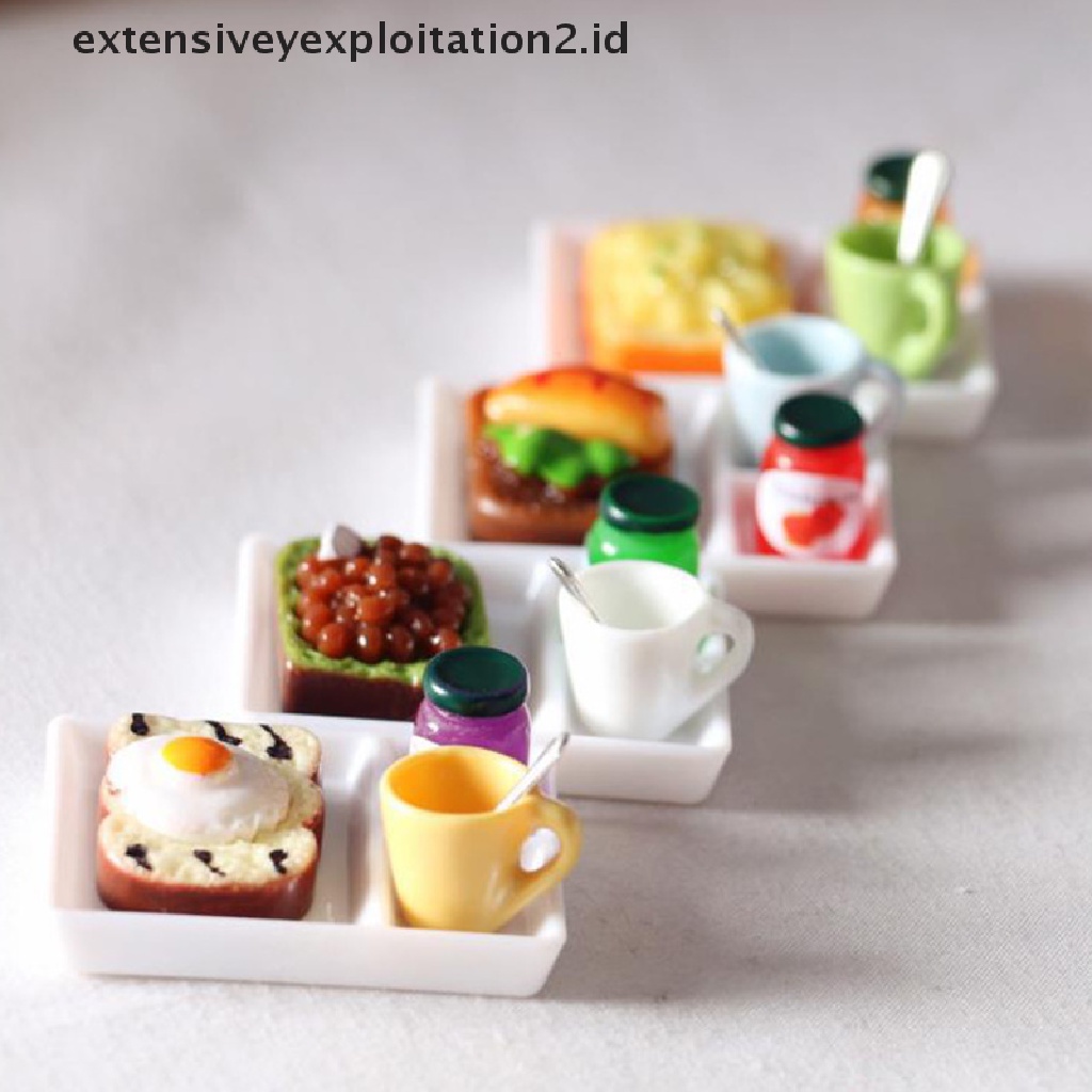 1 / 5pcs / Set Mainan Miniatur Piring Selai / Roti Untuk Aksesoris Dapur Rumah Boneka