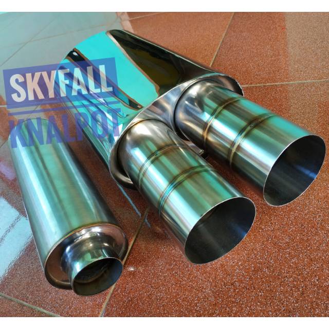 Knalpot Racing Mobil SEBRING ZEBRING HKS Cacing Cabang Dua Double hole Dan Resonator Stainlees