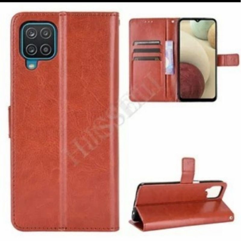 Flip Cover Kulit Leather Case Samsung A12 Book Kulit Dompet