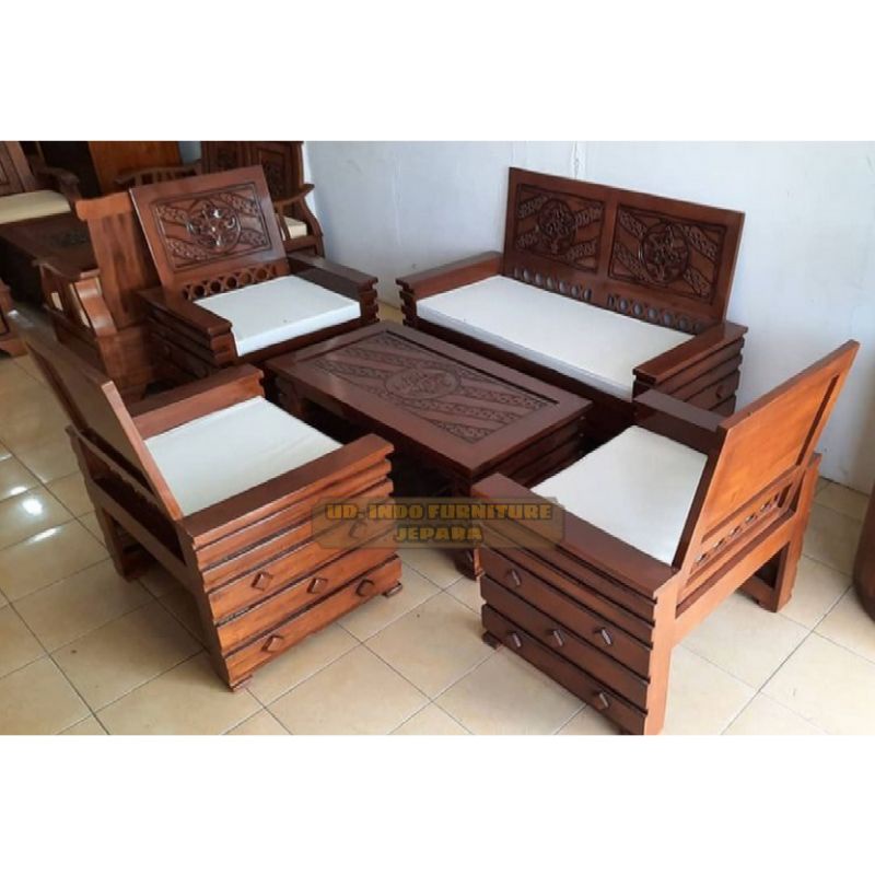 furnitur kursi meja ruangan tamu rumah kayu jati jepara terlaris