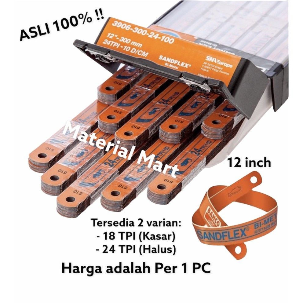 Mata Gergaji Sandflex 24TPI Original | Sanflex Bahco Besi 18TPI MURAH - 24TPI (Halus) Material Mart