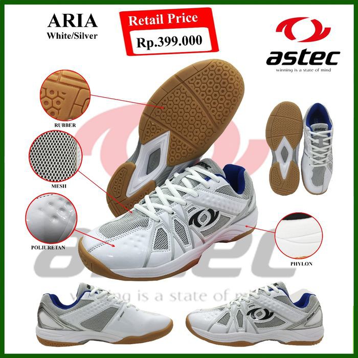 ASTEC ARGENTO ARIA SEPATU BADMINTON ORIGINAL