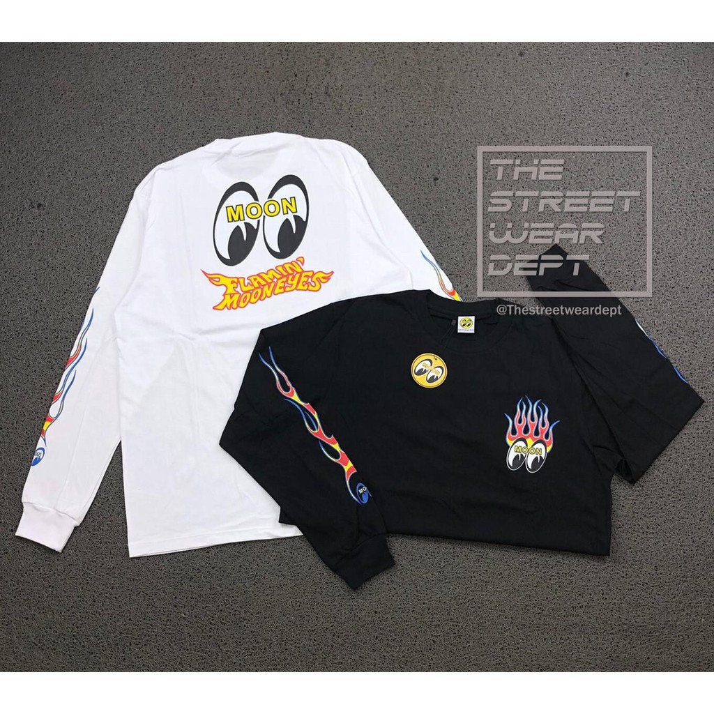 Kaos Longsleeve Tee Flamin Mooneyes Hitam Dan Putih