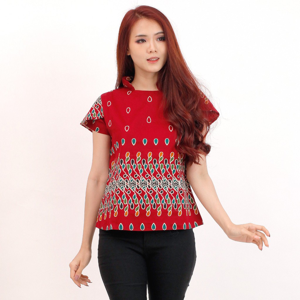 Batik wanita - Atasan blouse batik wanita fashion 569-RED SK