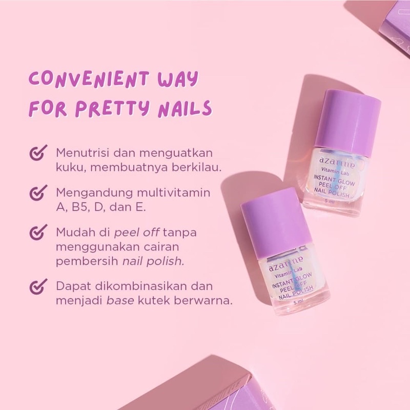 AZARINE Instant Glow Peel Off Nail Polish Indonesia / Vitamin Lab Cleanser Toner Essence Lip Serum