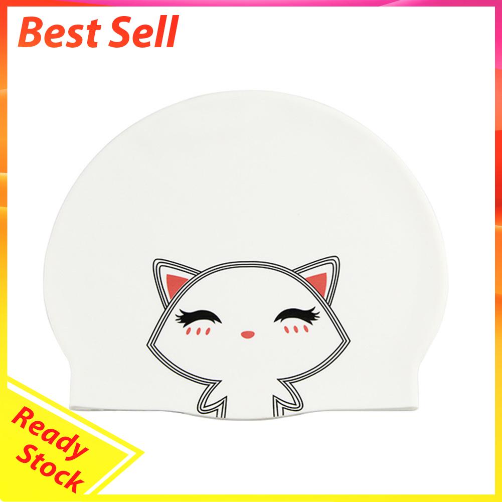 Topi Renang Pelindung Telinga Bahan Silikon Anti Air Motif Kartun Untuk Dewasa