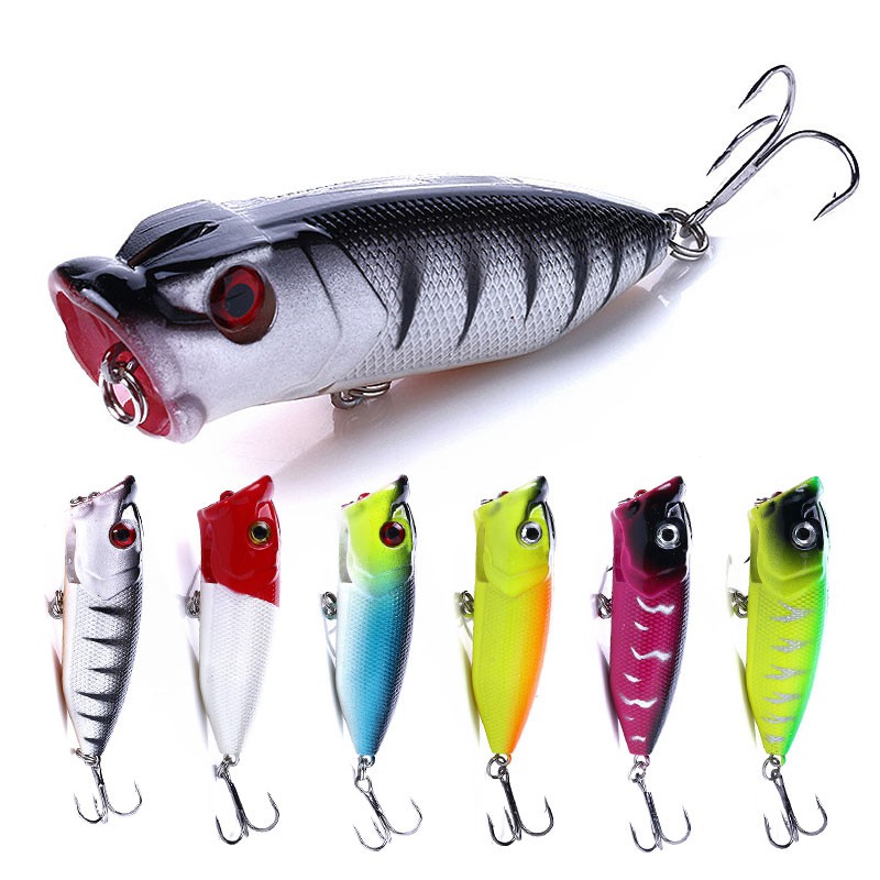 HENGJIA 6pcs 6.5cm/11.8g Umpan Popper Pancing Swimbait Minnow Lifelike Fishing Lure Bass Ikan Tackle