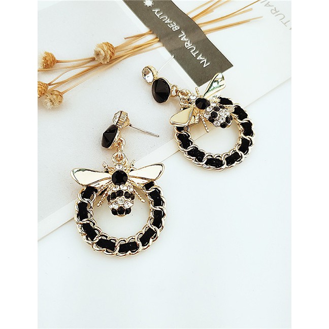 LRC Jepit Rambut Fashion Black Alloy Bug Hair Accessories Earrings Set F61993