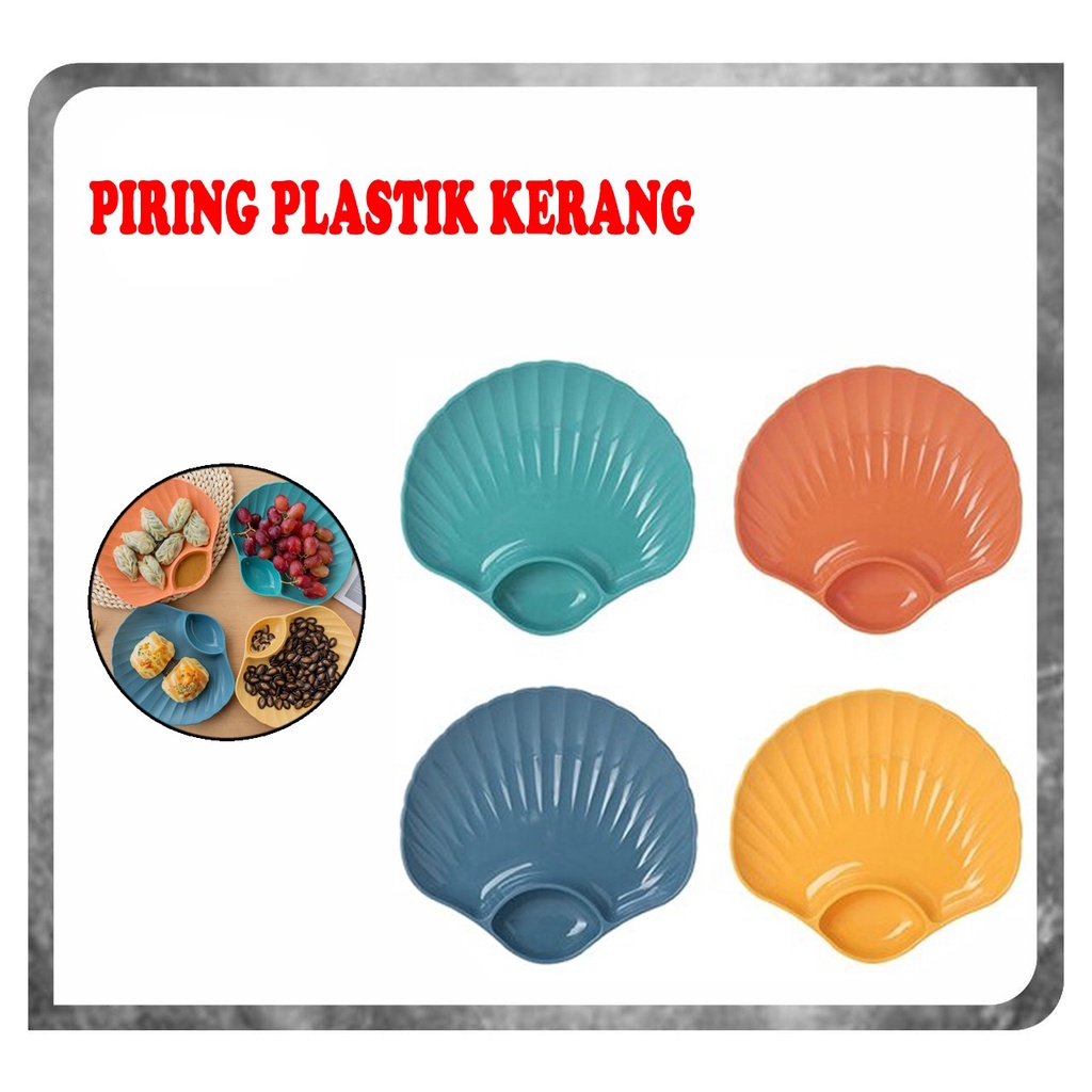 Piring Kerang Shell Plate Kue Roti 2in1 Tempat Saos Kecap / Piring Plastik Model Kerang