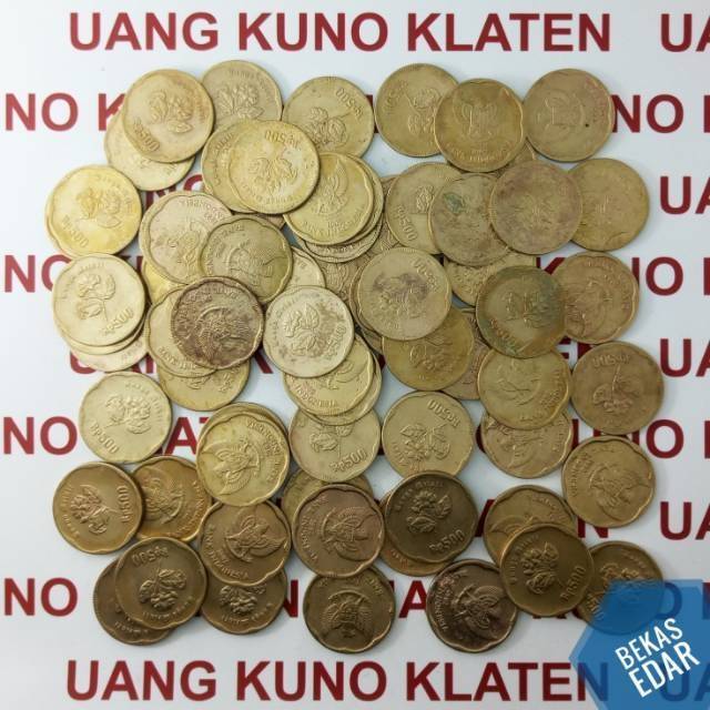 Rp 500 Rupiah kuning tahun 1991,1992 melati besar uang kuno koin duit logam jadul lawas bukan emas