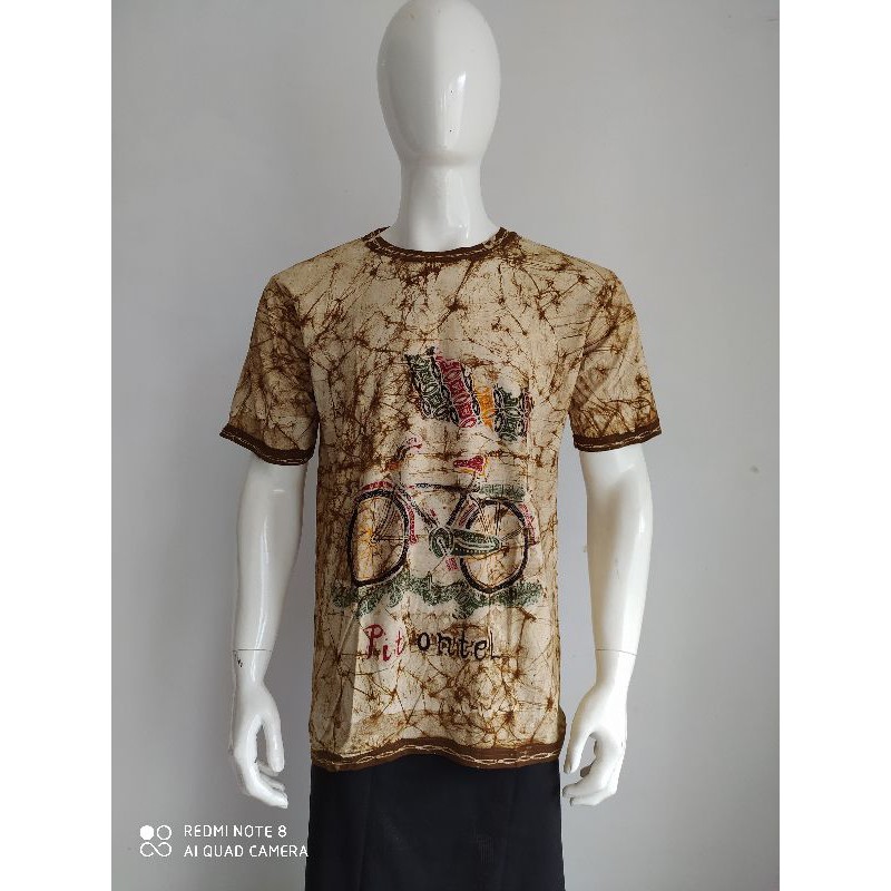 Atasan Baju Kaos Batik Tulis Katun Combed XXL Kaos Batik Tulis Jumbo Atasan Kaos Tulis Pria Kaos Bat