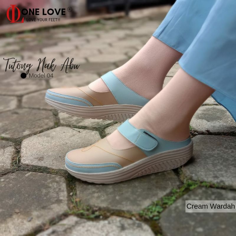 OneLove Tutong Hak Abu with velcro/selop wanita /sandalsepatu/ naf999