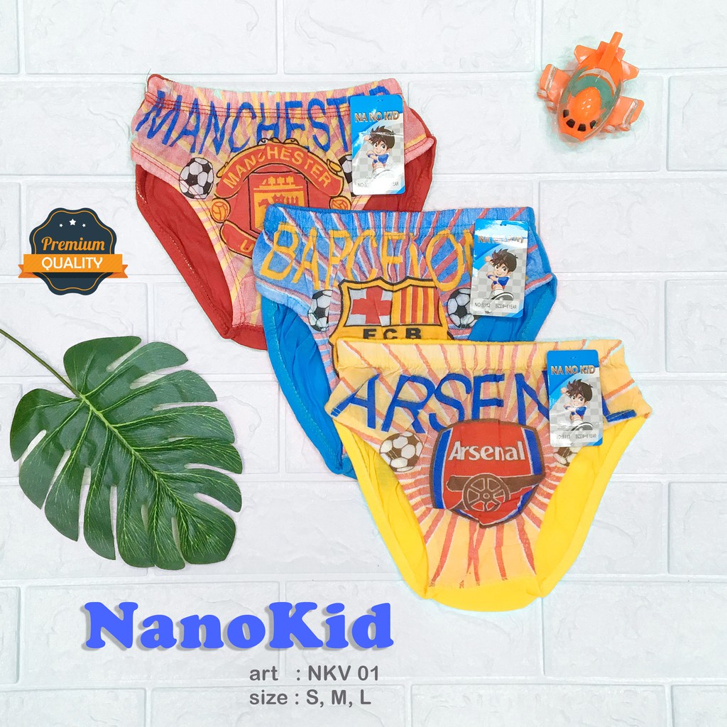 NANOKID | Celana Dalam Anak Cowok Club Bola / Sablon CLUB BOLA / art NKV 01