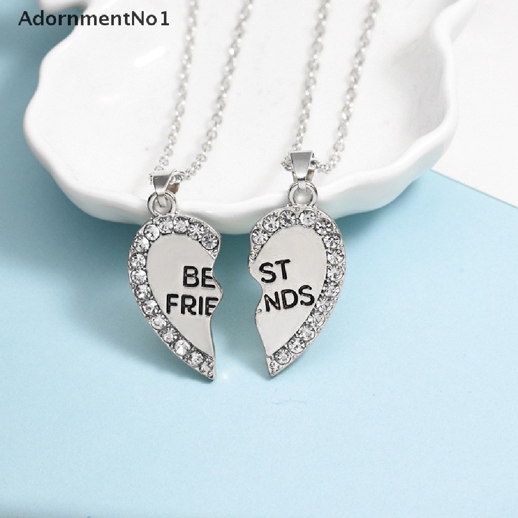 (AdornmentNo1) Kalung Rantai Dengan Liontin Hati Motif Tulisan Best Friend Untuk Wanita