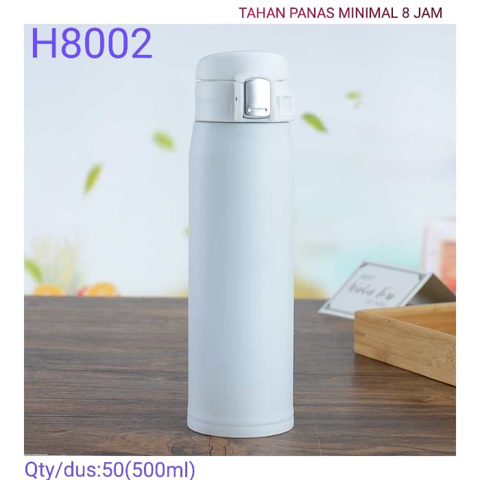 H8002 Termos Air Panas Polos Stainless Steel Vacuum Cup 500ml - PUTIH