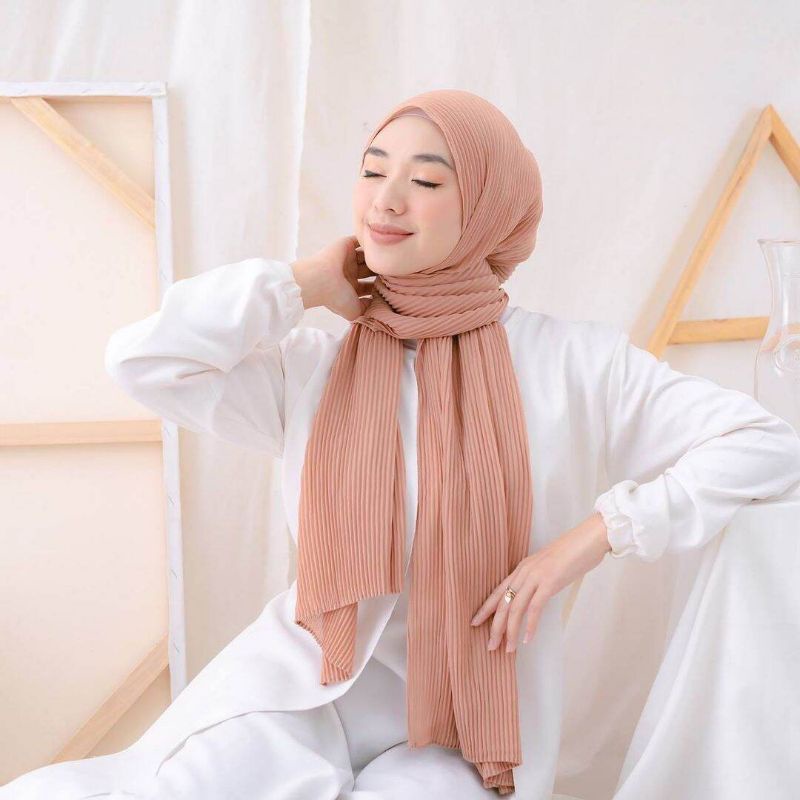 PASHMINA FULL PLISKET 180x75 BABYDOLL PREMIUM /PASHMINA PLISKET LIDI /  PLEATED SHAWL