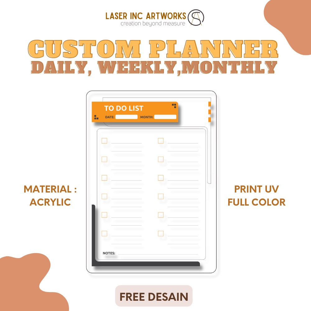 

Acrylic Planner Monthly Weekly To do list Office Aesthetic Cute - CUSTOM NAMA/LOGO KANTOR PERUSAHAAN /GAMBAR
