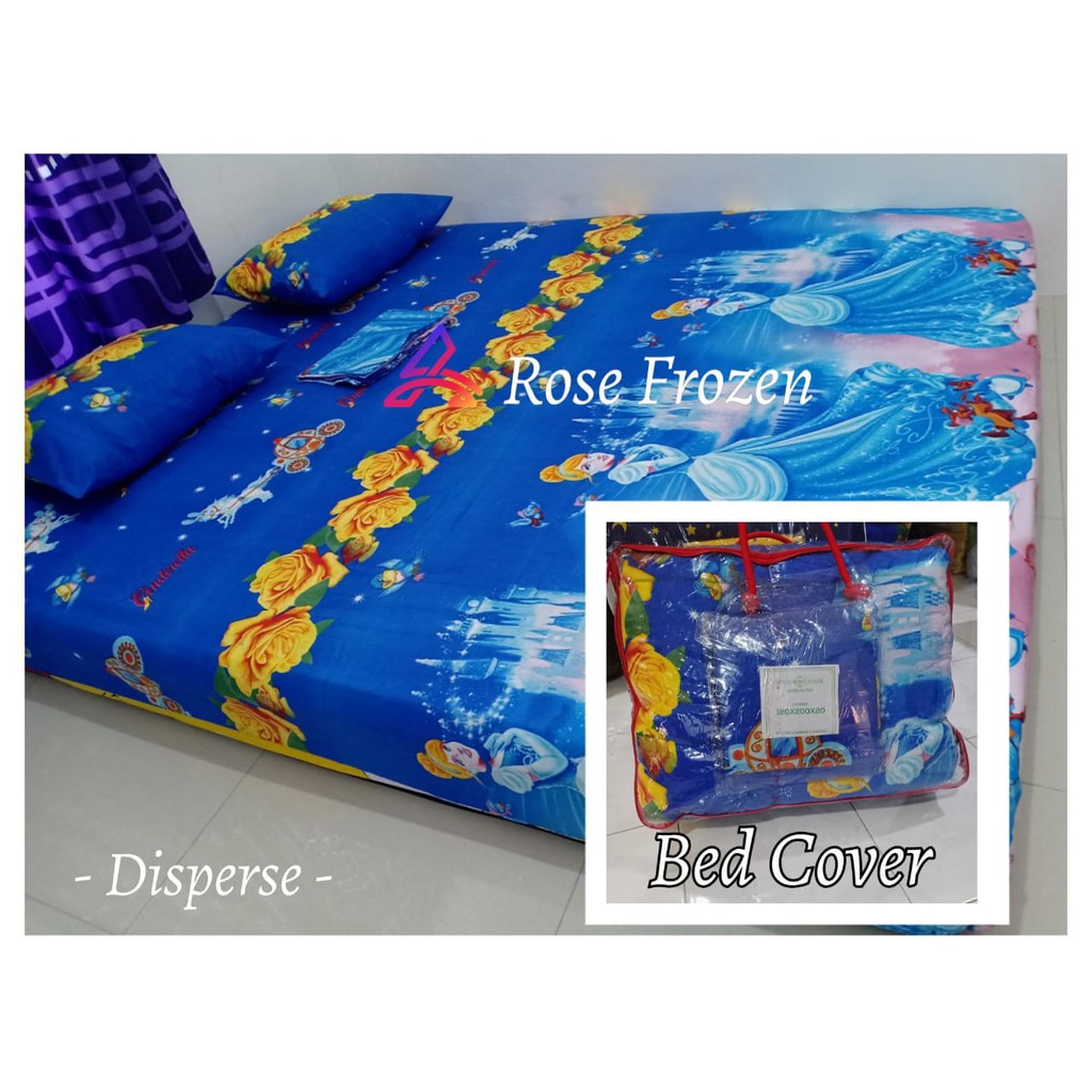 bedcover set seprai homemade karakter anak dan dewasa motif rose frozen