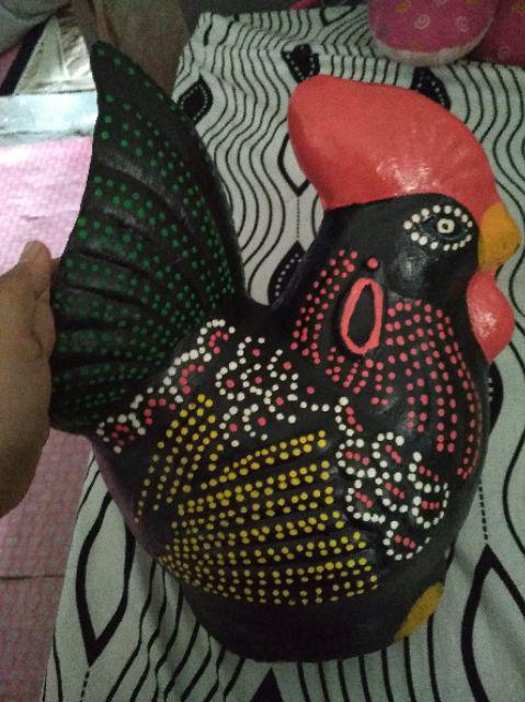 Celengan Ayam Jago Gerabah Dot Painting - M | Shopee Indonesia