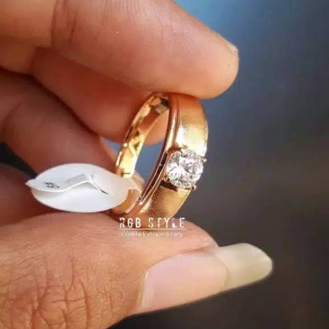 Cincin Gold Emas Titanium 316L Palladium Pria Wanita