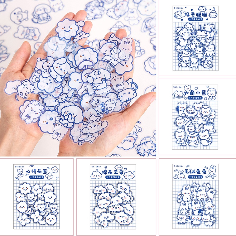 40 Pcs Simple Waterproof PET Cartoon Stickers Creative Handbook Deco DIY Stickers