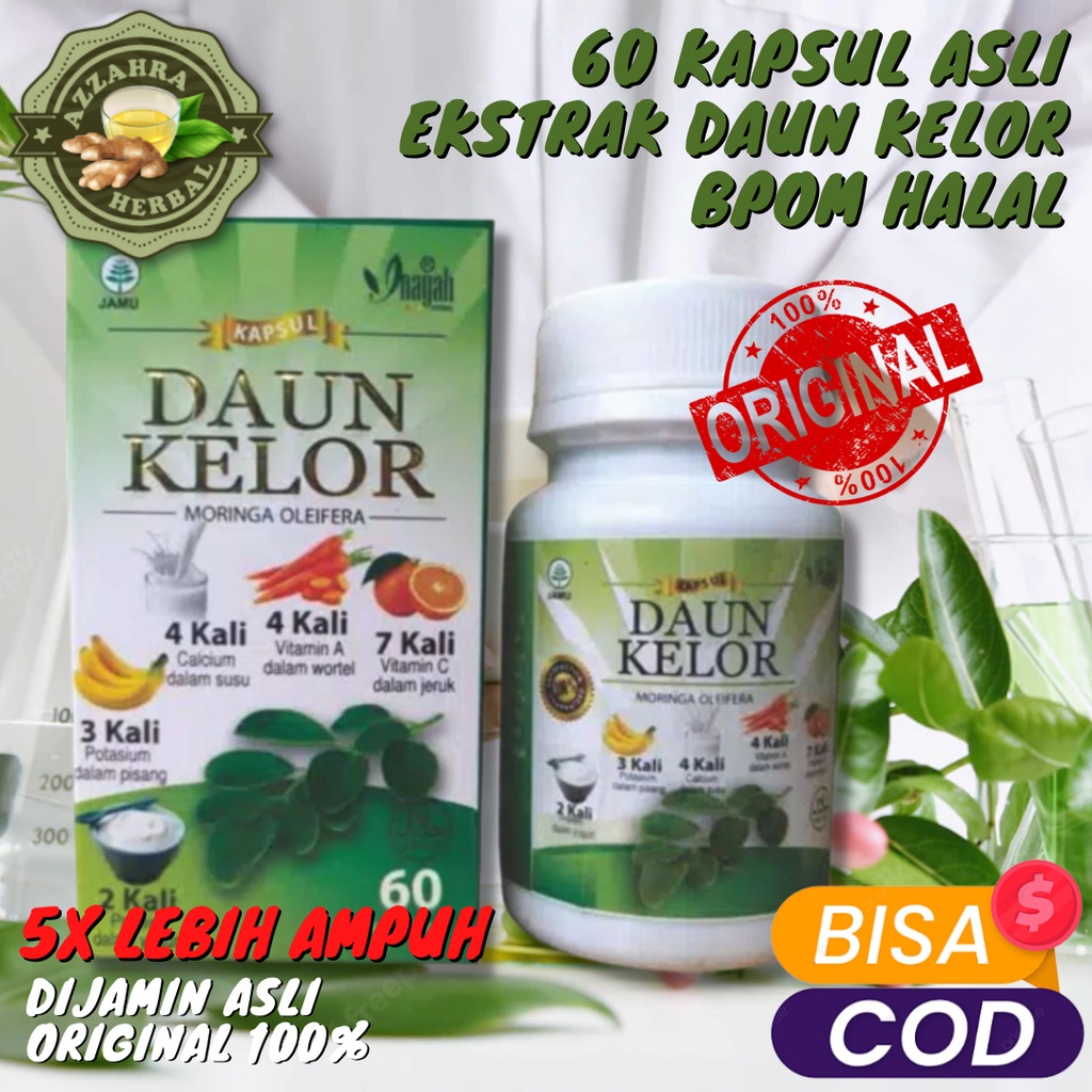 Keloreena Kapsul Daun Kelor Berkualitas Asli Original / Ekstrak Moringa Oleifera BPOM Halal / “DAUN KELOR INAYAH”