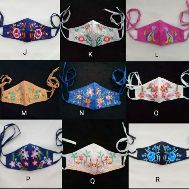 Masker Kain Bordir Cantik Motif warna 2 ply