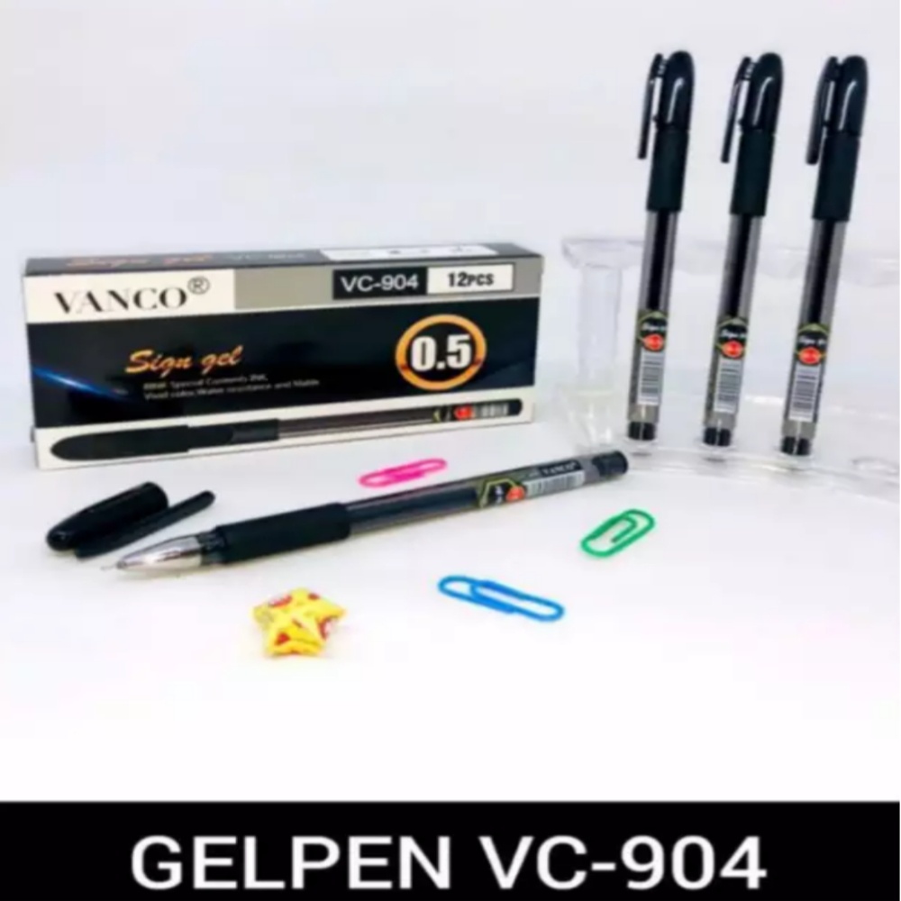 

VANCO GEL PEN / PULPEN GEL VC-904 ISI 12. WARNA HITAM 0.5MM. MURAH