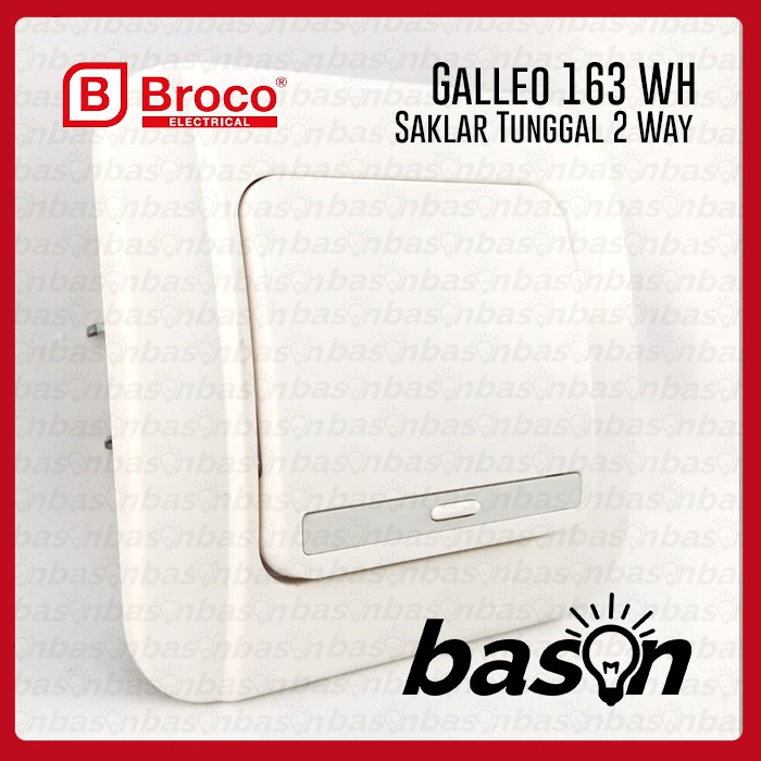 BROCO Galleo White / Putih G163 | Saklar Hotel 1 Gang 2 Way Switch