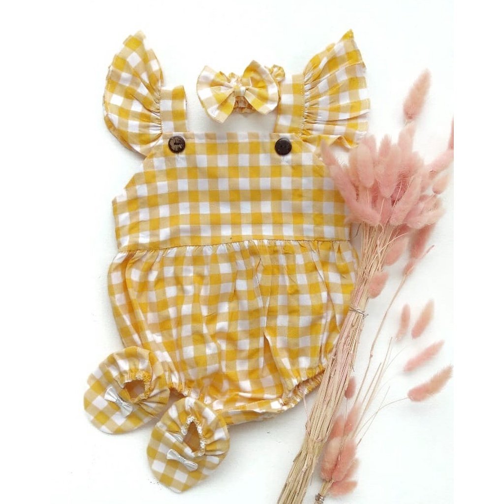 MICHELLE / MICHA / CHEERFUL kcg2 JUMPER Baju Jumper Bunga Bandana Sepatu Pergi Lucu Fashion Anak Bayi Perempuan Terlaris-yellow CHEERFULkcg2