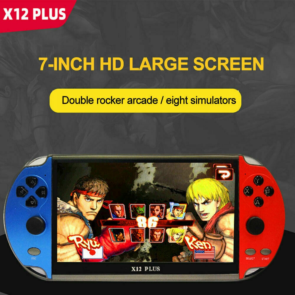 [Ready Stock] X12 Plus 7 &quot; Game Retro Built-In 1000 + Game Layar 16G Dengan Dual Rocke Joystick Mini Video Player