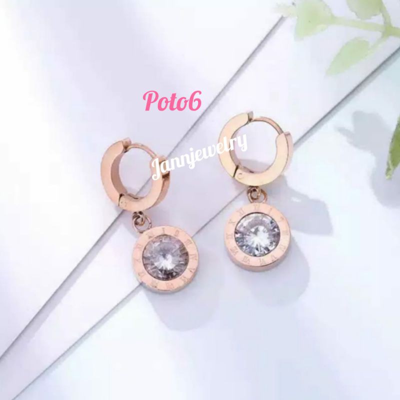 Anting Asli Titanium Fashion Korea Simple Anti Karat &amp; Alergi