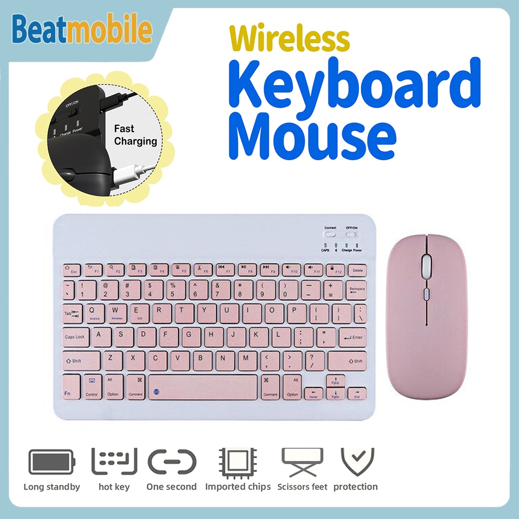 universal wireless keyboard komputer and mouse gaming wireless gen 2 warna macaron for ios android w
