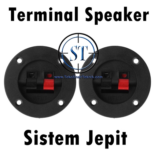 BA-137C Terminal Speaker Bentuk Bulat Plastik PVC Connector With Soket 2 Way Jepit Capit 75mm Audio Home Theater