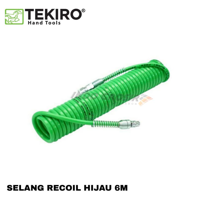 TEKIRO Selang Kompressor Hijau 6 Meter / Recoil Hose / Selang Spiral Angin kompressor