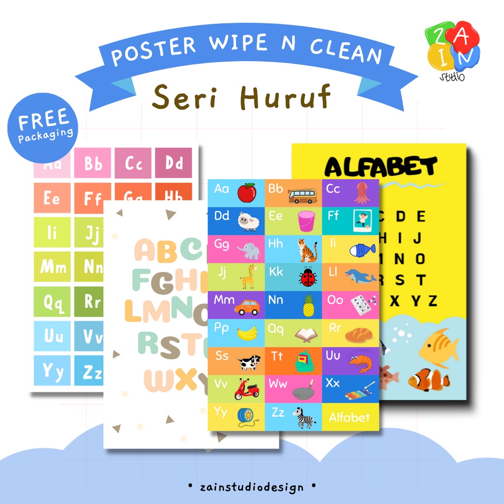SERI POSTER ANAK ALFABET ABC - POSTER EDUKASI TK PAUD