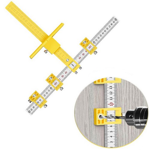 Penggaris Bor Alat Ukur Jarak Antar Lubang Handle Punch Locator Drill Guide Screw Ruler 40cm Mistar