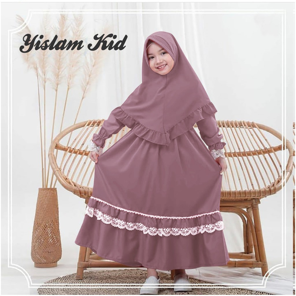 FenishaStore Baju Gamis Anak Perempuan Terbaru YISLAM Kids usia 7-9 tahun