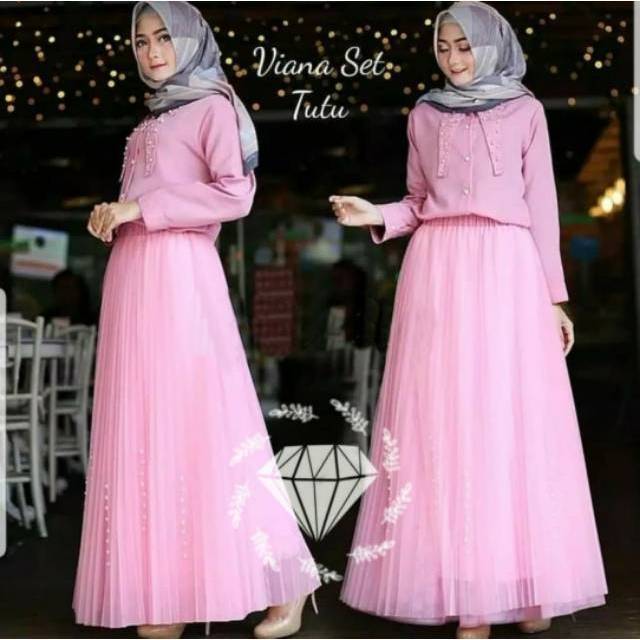 SET ROK VIANA TUTU, BALOTELI, GAMIS HIJAB MUSLIM, DRESS