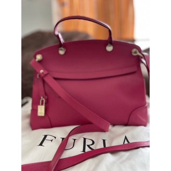 Furla Piper Dome Small Leather Fuchsia