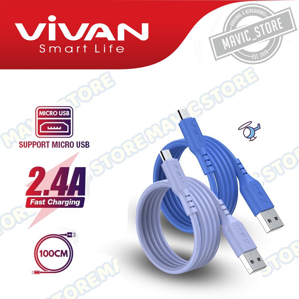 VIVAN VSM100 Kabel Data Micro USB For Android 2.4A Quick Charge 1M - Garansi Resmi 1 Tahun