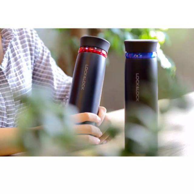 LOCK & LOCK HOT AND COOL TUMBLER NEW FEATHER RING VACUUM TERMOS BLACK